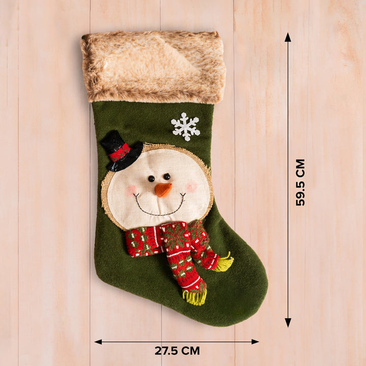 Personalized Green Snowman Stocking