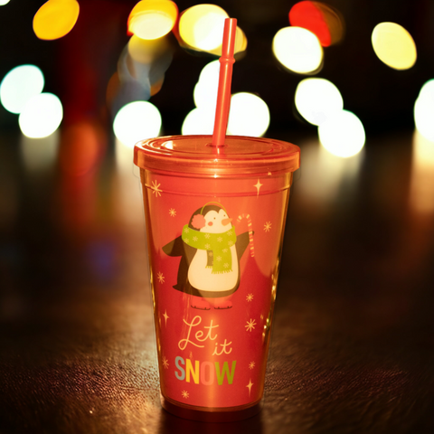 Holiday Sipper with Straw and Lid