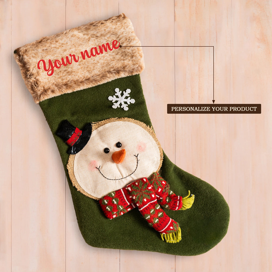 Personalized Green Snowman Stocking