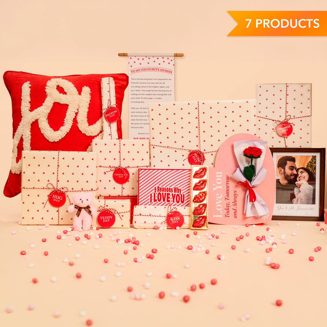 7 Days Valentine Week Gift Set - Cupid’s Gift Box for Couples