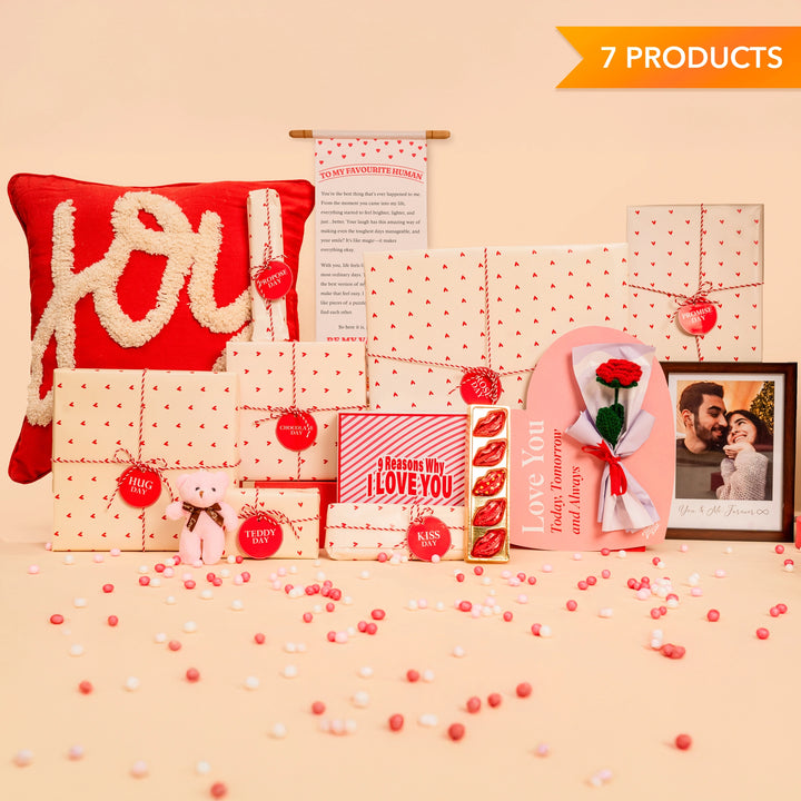 7 Days Valentine Week Gift Set - Cupid’s Gift Box for Couples