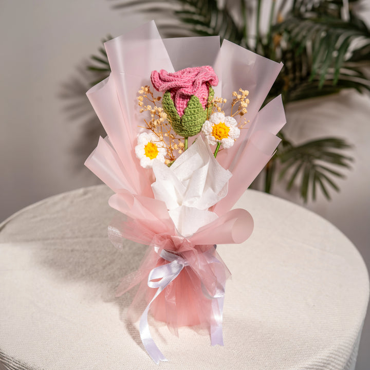 A Crochet Rose and Daisy Bouquet Handcrafted to Last a Lifetime