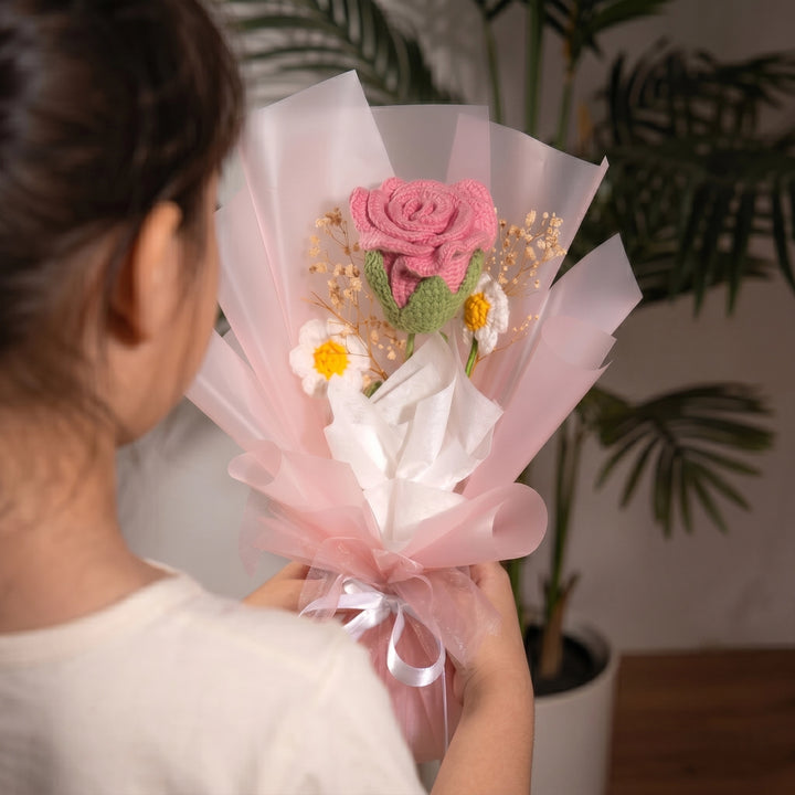 A Crochet Rose and Daisy Bouquet Handcrafted to Last a Lifetime