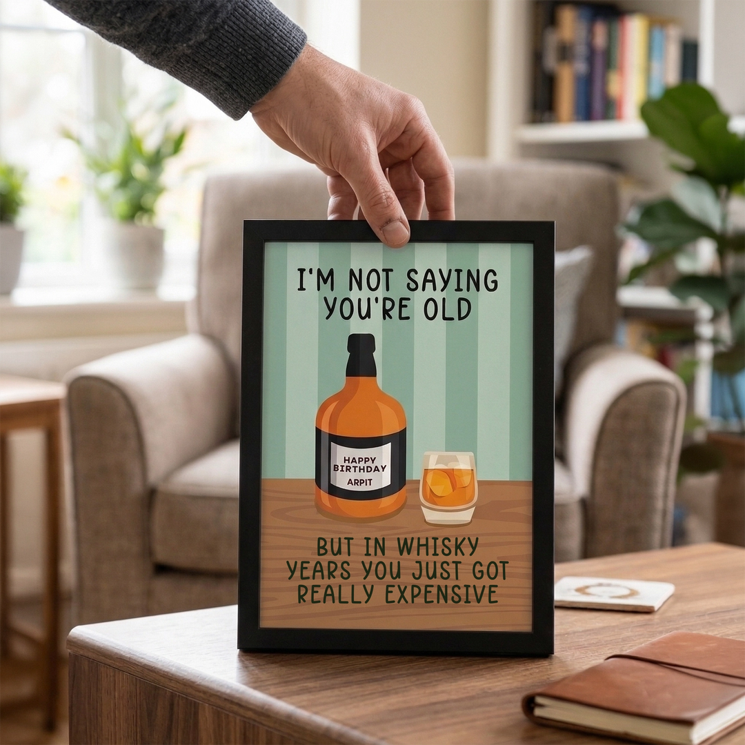 Aged To Perfection | Whiskey Birthday | Black Frame