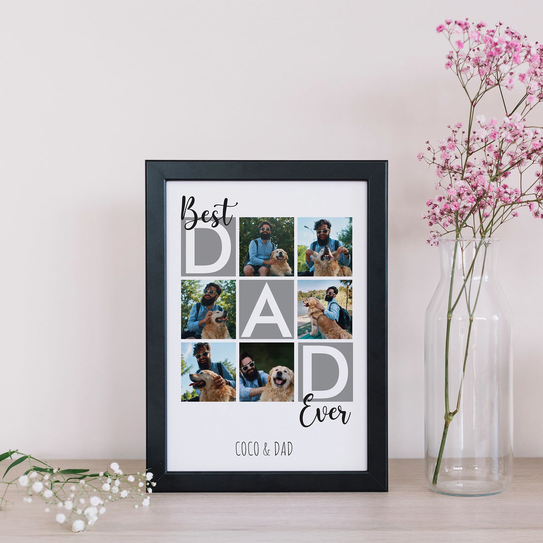 Best Dad Personalized Photo Frame | 6 Photos, 3 Names, A4
