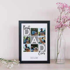 Best Dad Personalized Photo Frame | 6 Photos, 3 Names, A4