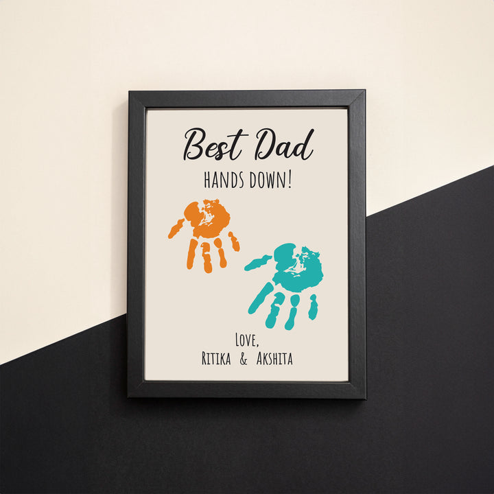 Best dad hands down Personalized name frame a4 black india gift for dad