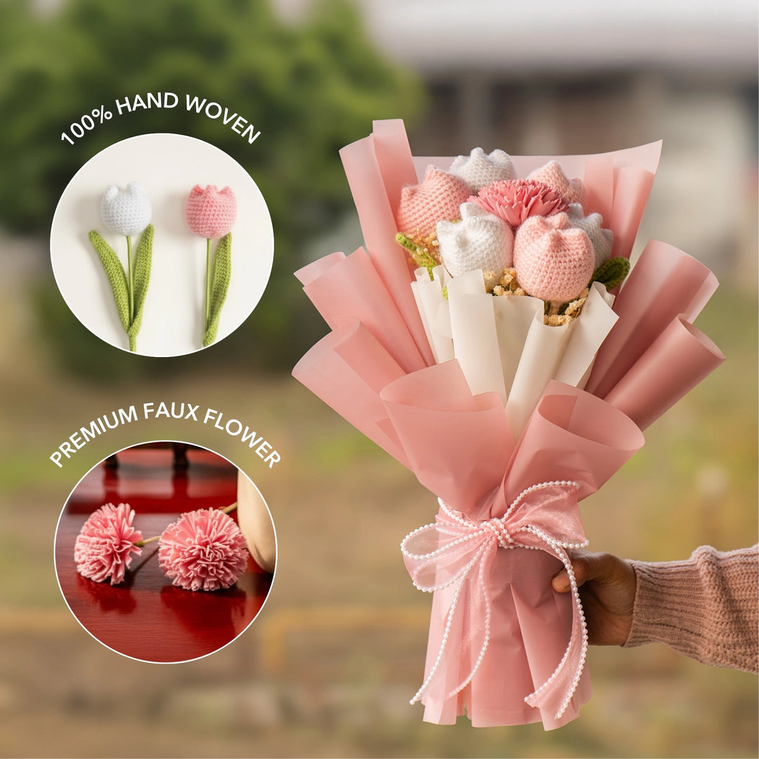 Blush & Bloom Crochet Flower Bouquet