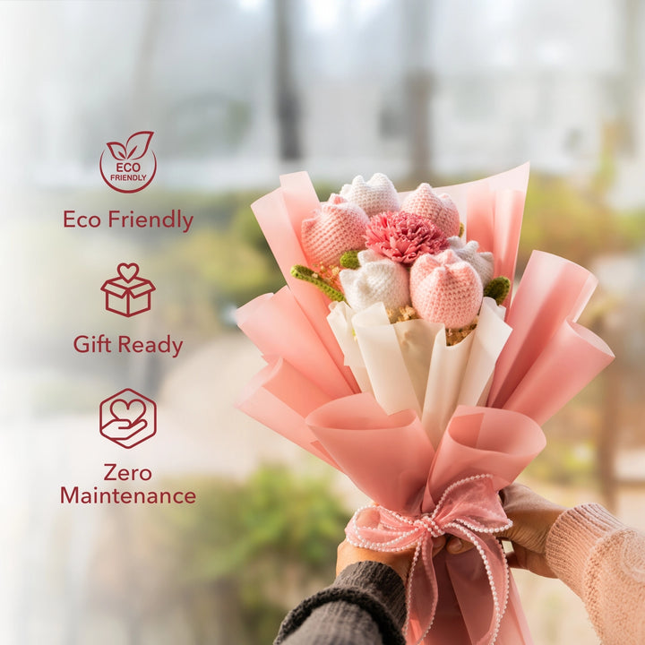 Blush & Bloom Crochet Flower Bouquet