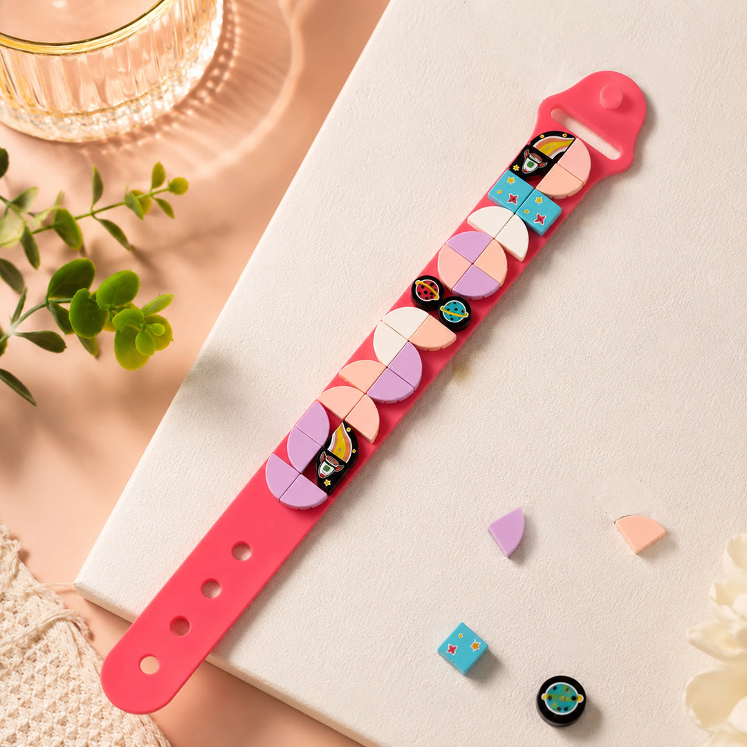 silicone watch strap with a colorful retro pattern of cartoon characters and fruit slices, 