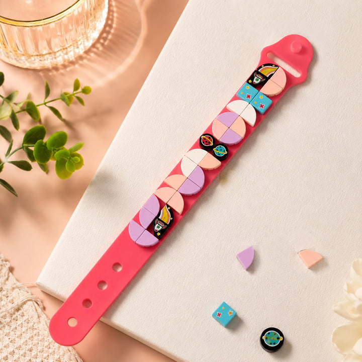silicone watch strap with a colorful retro pattern of cartoon characters and fruit slices, 