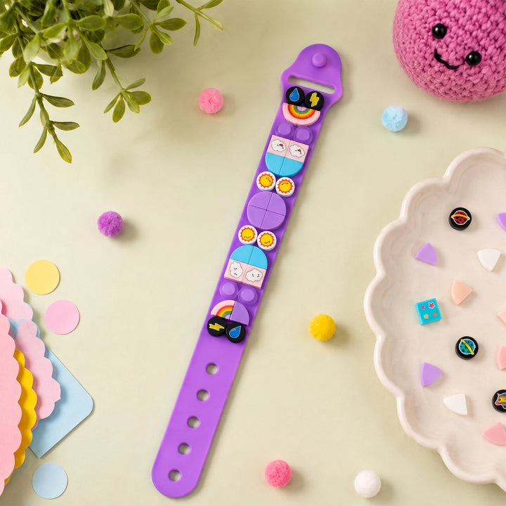 silicone watch strap with a colorful retro pattern of cartoon characters and fruit slices, 