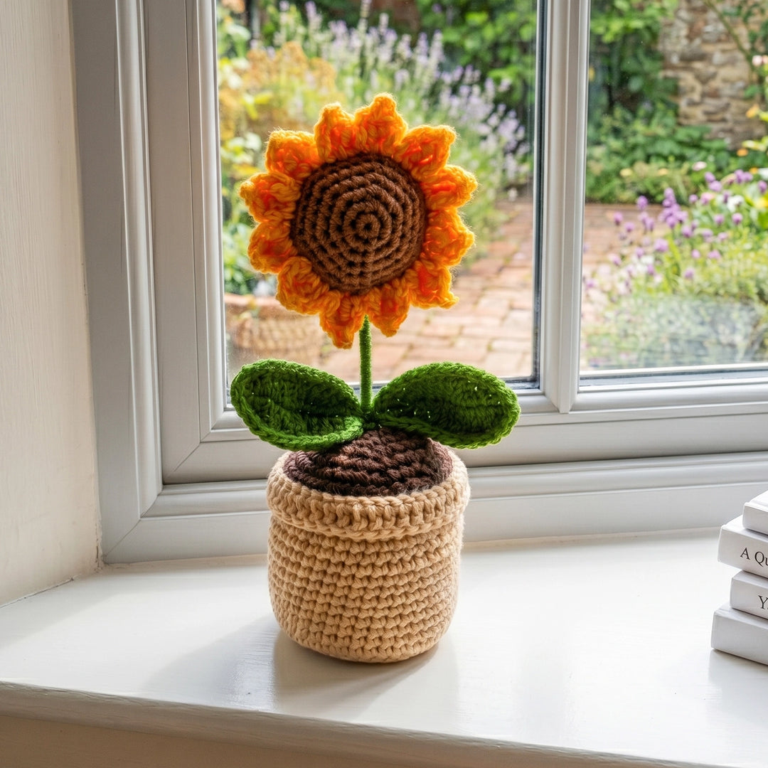 Crochet Sunflower Pot