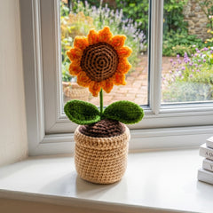 Crochet Sunflower Pot