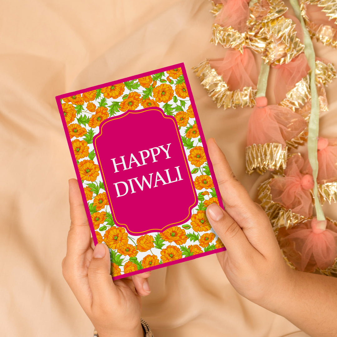 Happy Diwali Marigold Greeting Card Festive Wishes The Zappy Box