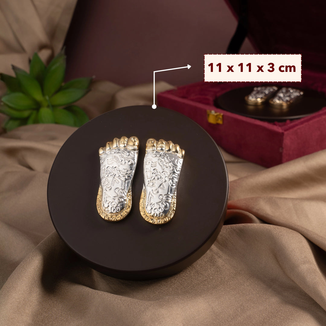 Pure Silver Charan Paduka - Set of 2 Divine Footprints | The Zappy Box Pure Silver Charan Paduka - Set of 2 Divine Footprints | The Zappy Box