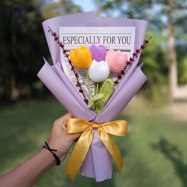 crochet tulip bouquet especially for you handmade gift india