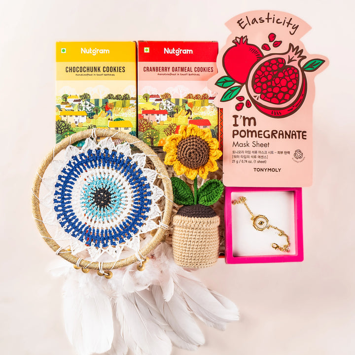 evil eye dreamcatcher rakhi hamper for sister