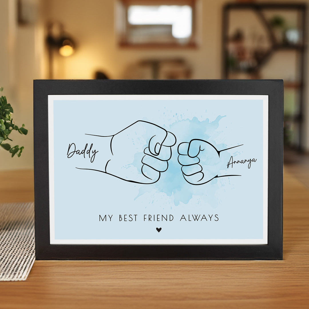 Personalized Photo Frame for Dad | Fist Bump A4 Frame with Names