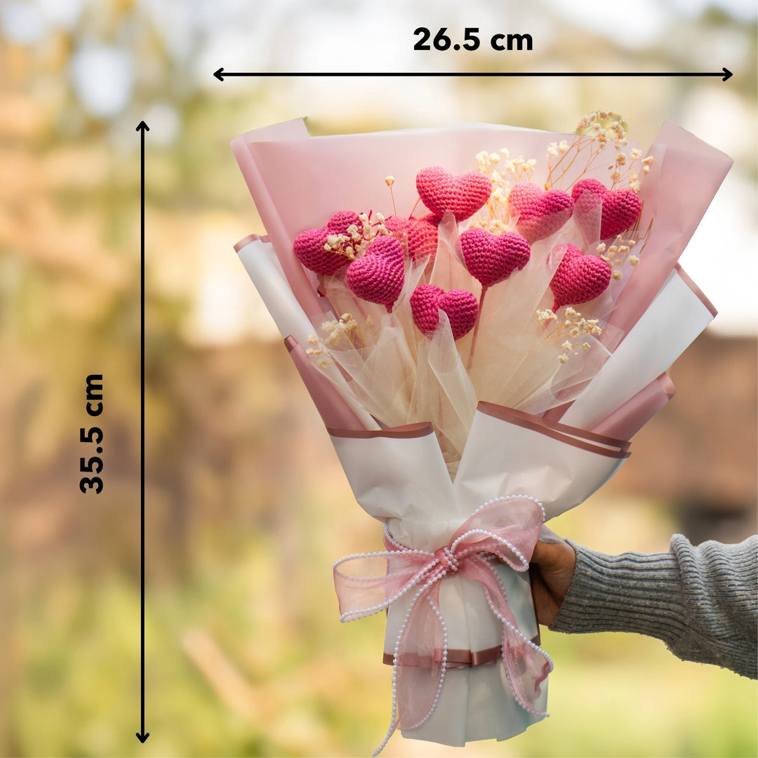 Fluttering Hearts Crochet Flower Bouquet
