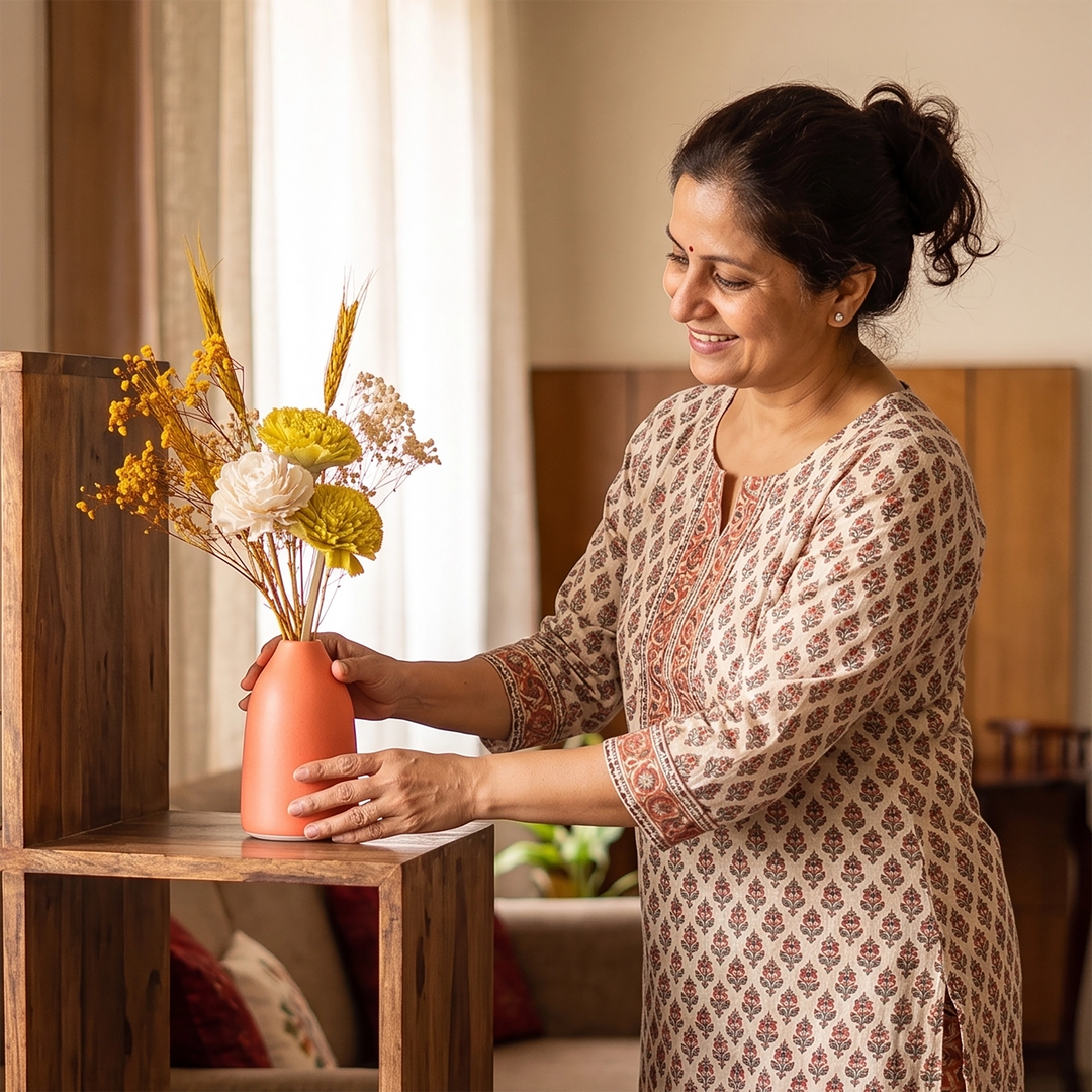 Forever Flora Ceramic Vase with Flowers