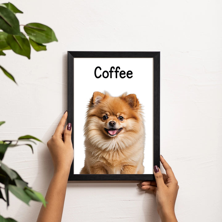 Furry Tales Personalized Pet Frame, With the pet's image on the white background and with the pet's name in the center of the frame 
