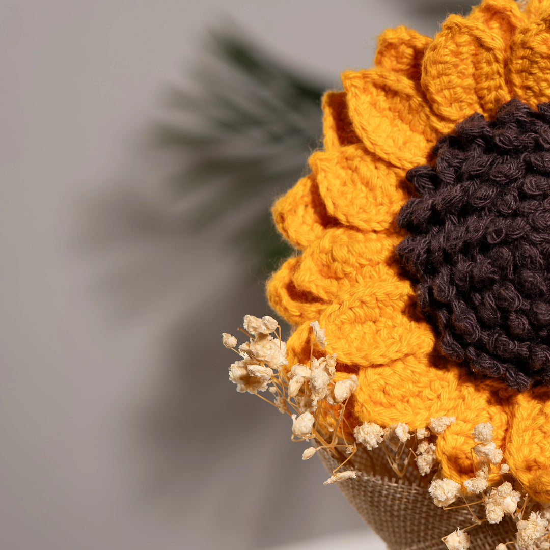 Handcrafted Crochet Sunflower Bouquet - Single Bloom