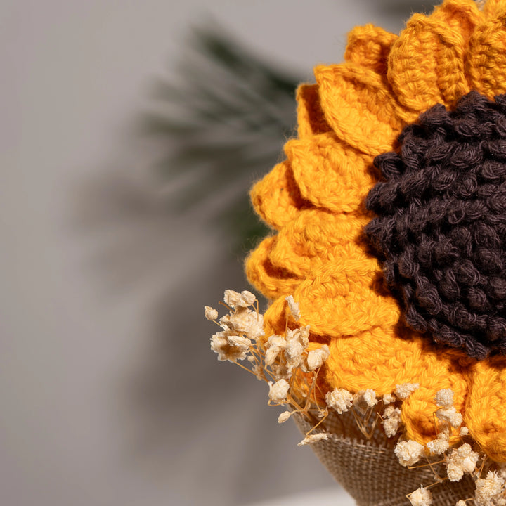 Handcrafted Crochet Sunflower Bouquet - Single Bloom