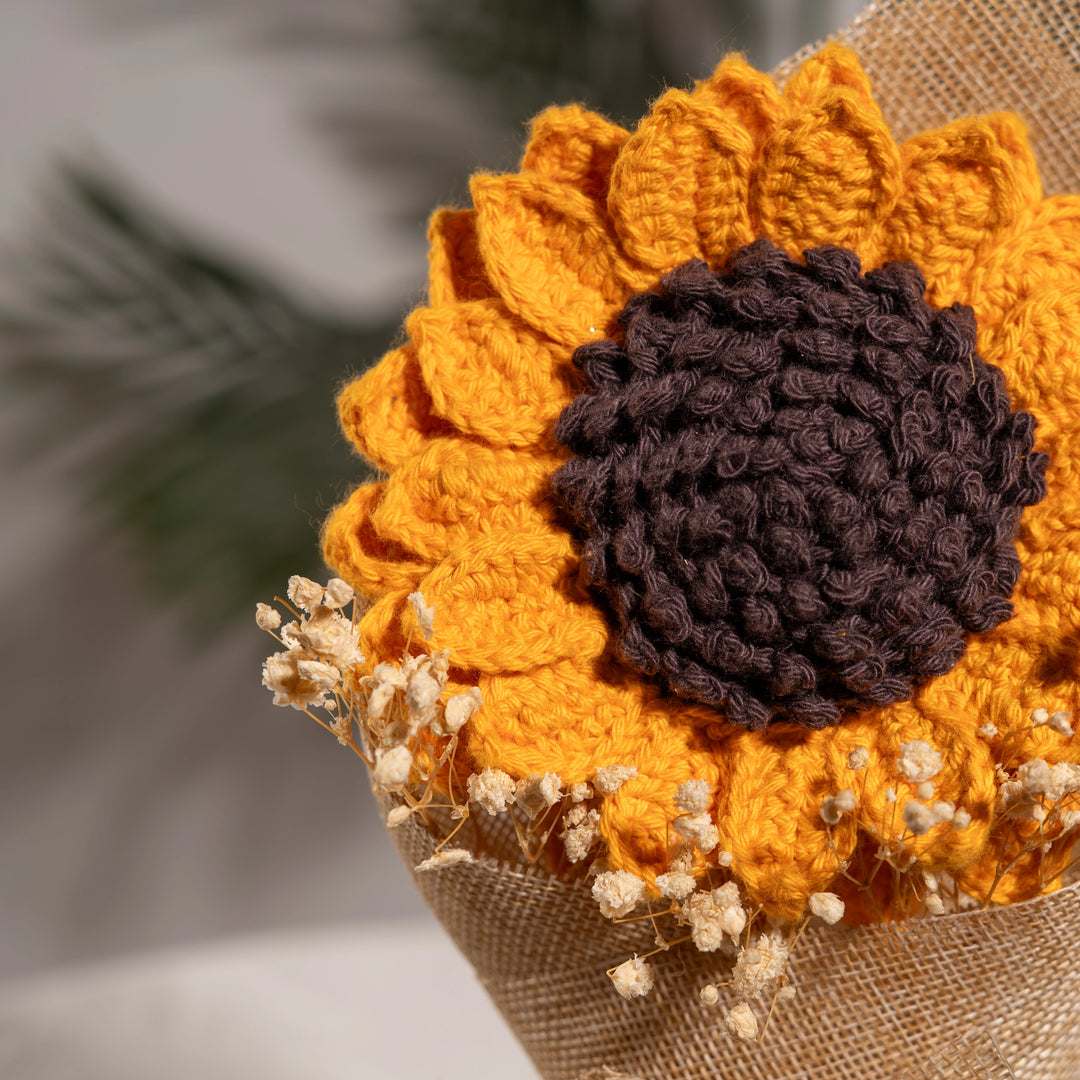 Handcrafted Crochet Sunflower Bouquet - Single Bloom