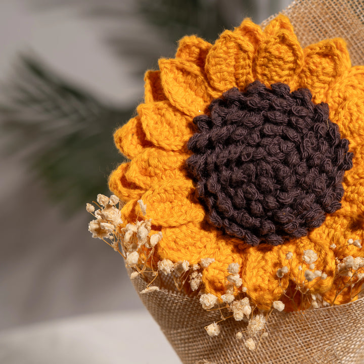 Handcrafted Crochet Sunflower Bouquet - Single Bloom