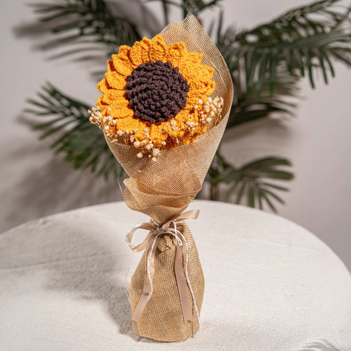 Handcrafted Crochet Sunflower Bouquet - Single Bloom