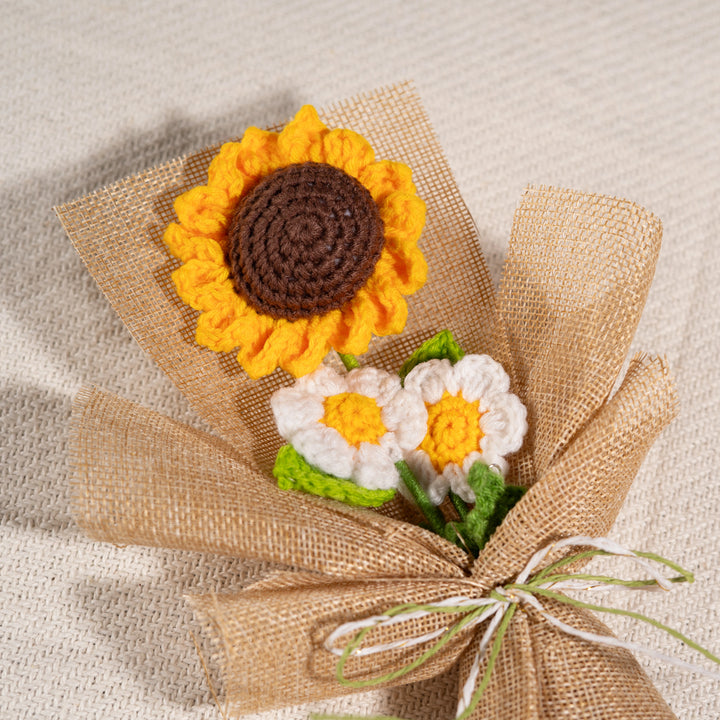 Handcrafted Crochet Sunflower and Daisy Bouquet - A Forever Flower Gift