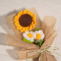 Handcrafted Crochet Sunflower and Daisy Bouquet - A Forever Flower Gift