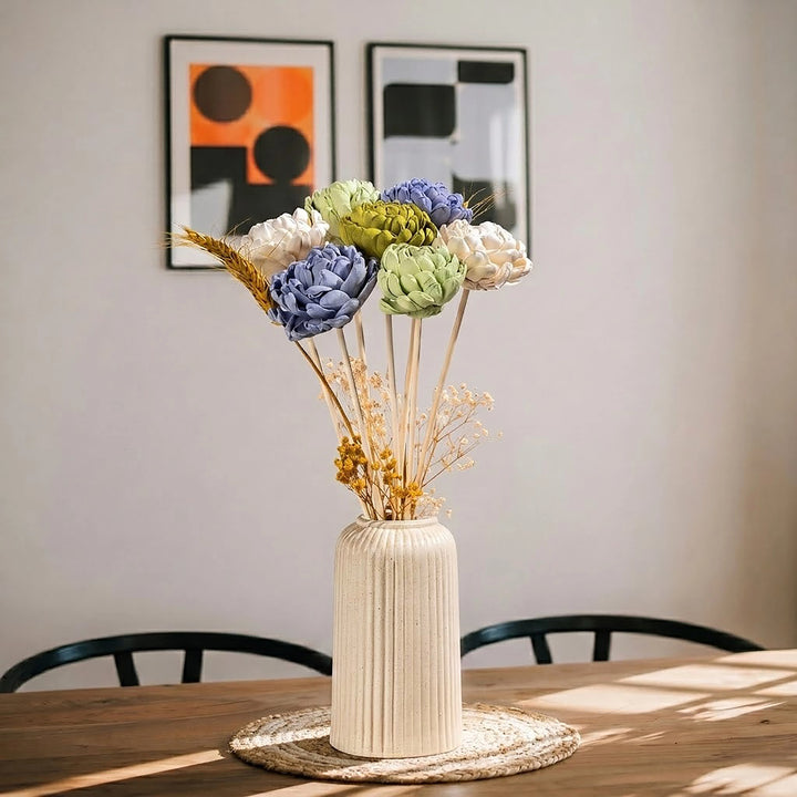 Handcrafted Sola Wood Flower Bouquet in a White Ceramic Vase, A Gift That Never Fades