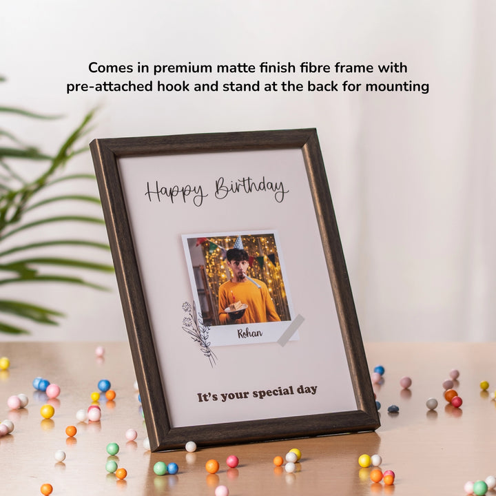 Happy Birthday - Personalized Image and Text Frame | A5 Dark Brown