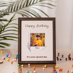Happy Birthday - Personalized Image and Text Frame | A5 Dark Brown