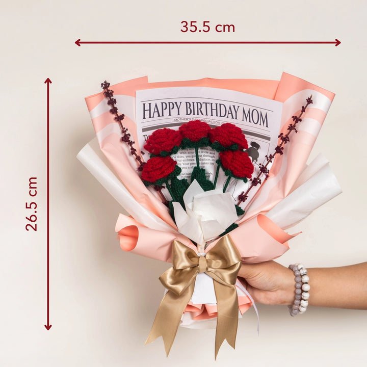 Happy Birthday Mom Crochet Rose Bouquet