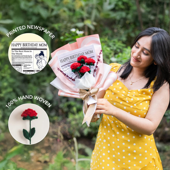 Happy Birthday Mom Crochet Rose Bouquet