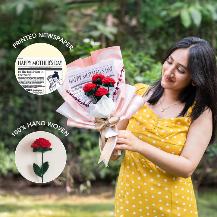 Happy Mother's Day Crochet Rose Bouquet