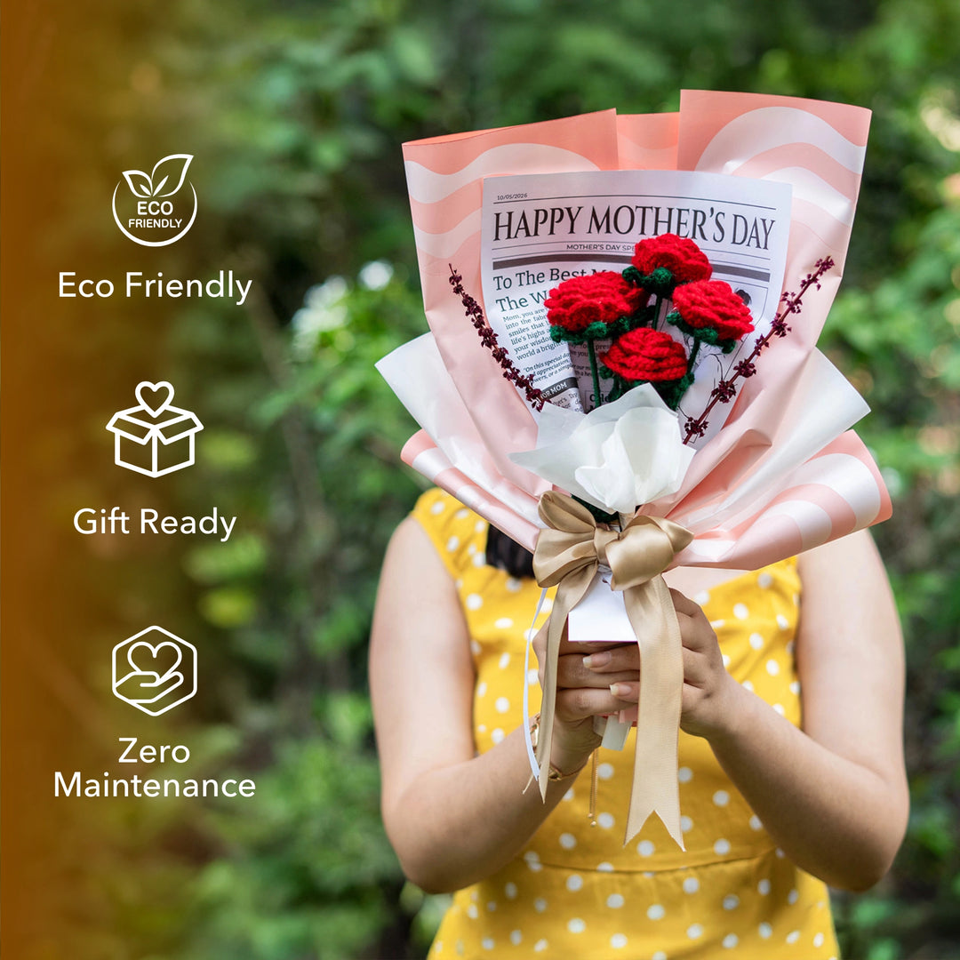 Happy Mother's Day Crochet Rose Bouquet