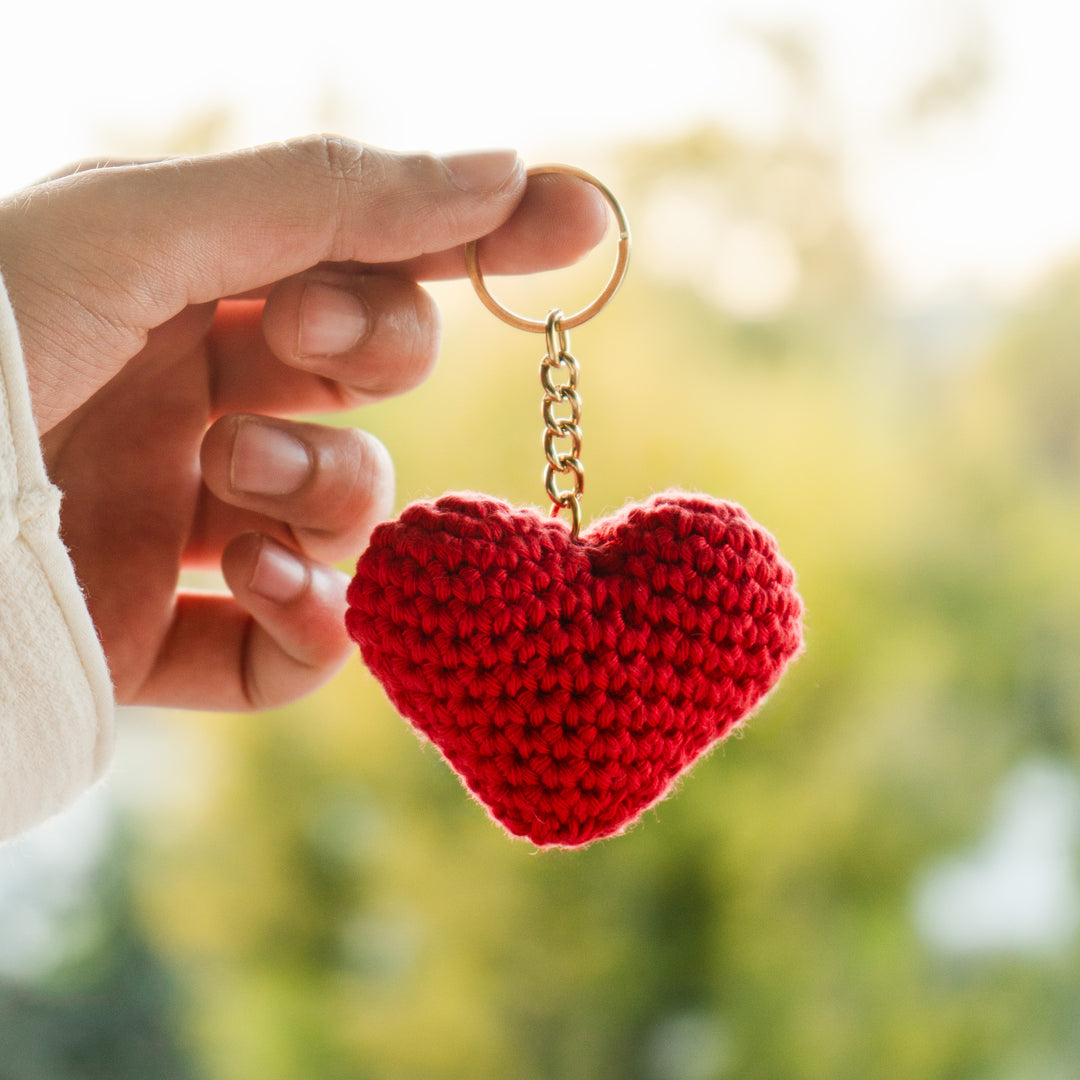 Order Crochet Red Heart Shaped keychain | The Zappy Box