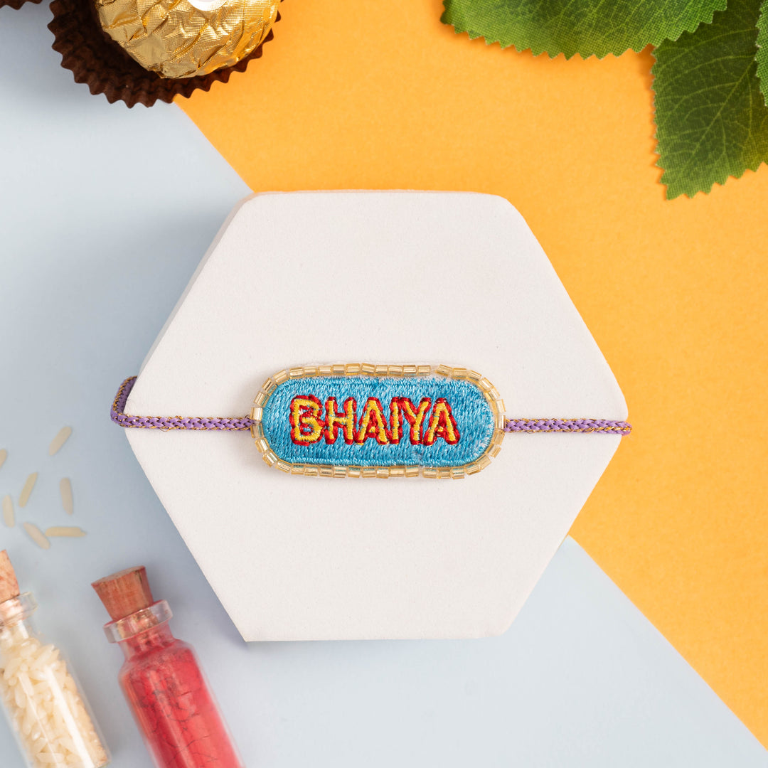 Blue Embroidered Bhaiya Rakhi