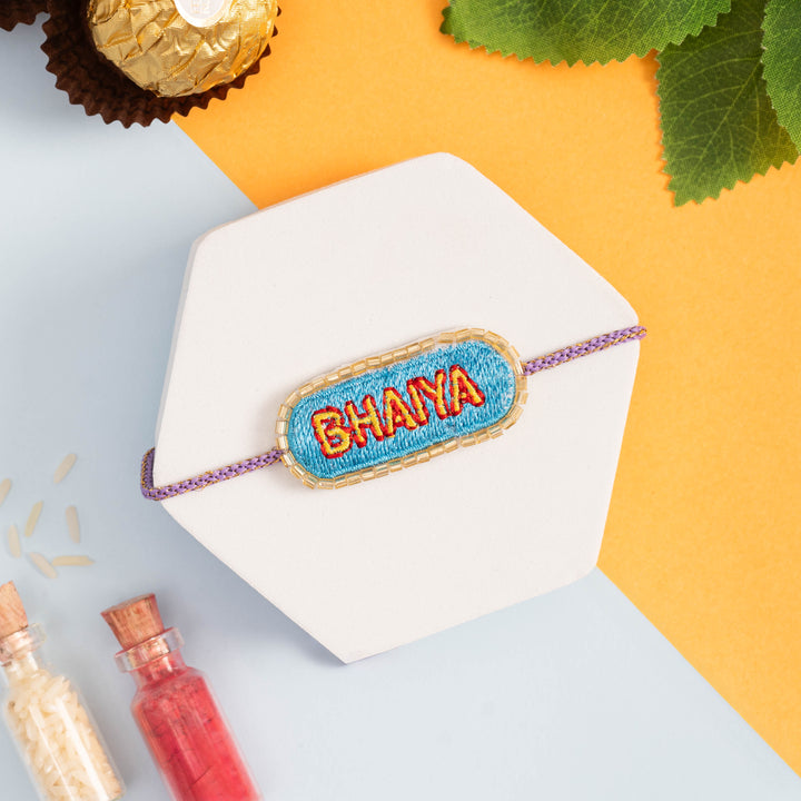 Blue Embroidered Bhaiya Rakhi