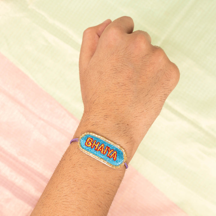 Blue Embroidered Bhaiya Rakhi