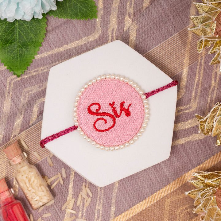 Pink Sis Embroidered Rakhi