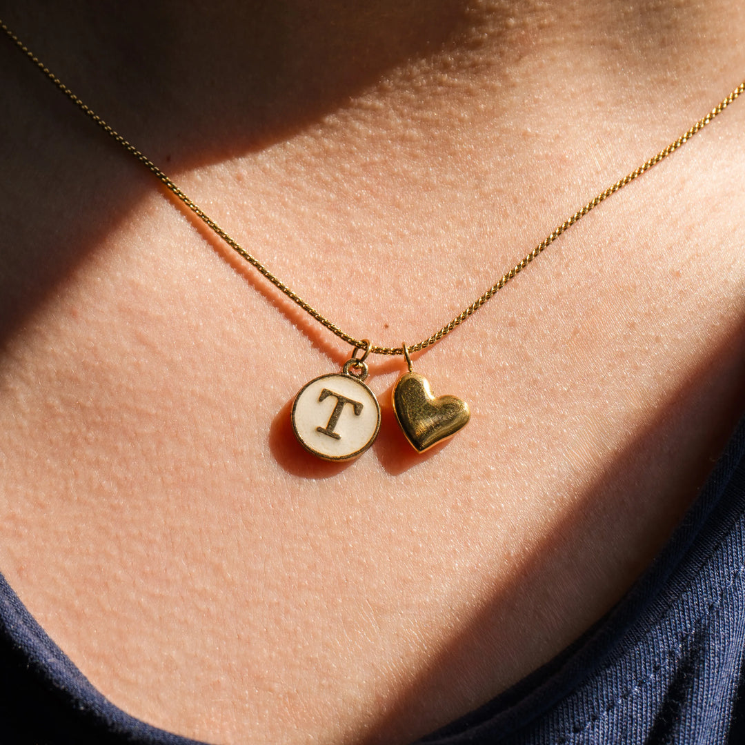 Initial Heart Charm Necklace