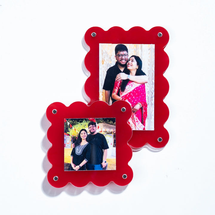 Keepsake scalloped magnetic red polaroid frame - unique birthday gift India The Zappy Box