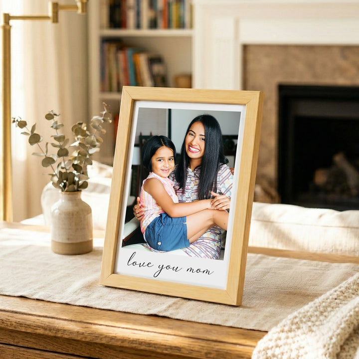 Love You Mom - Custom Photo & Text Frame | A5 Light Brown