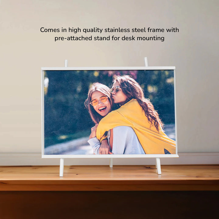 Custom small metal photo frame Personalized desk gift zappy box india