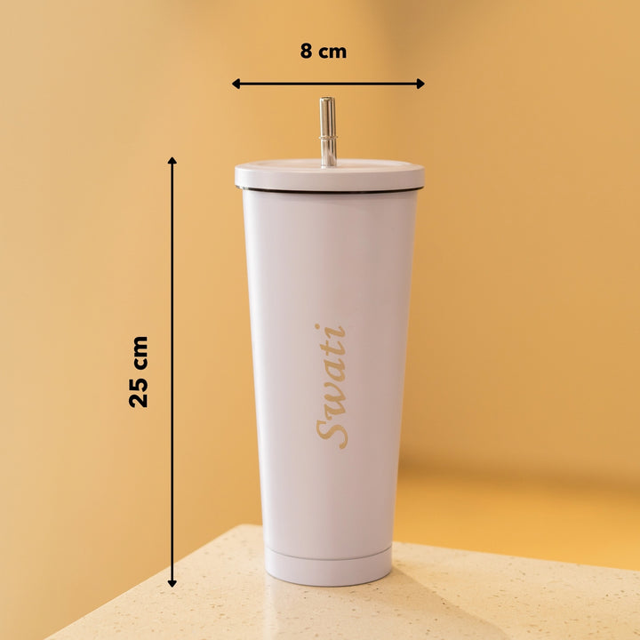 Metallic Tumbler With Straw